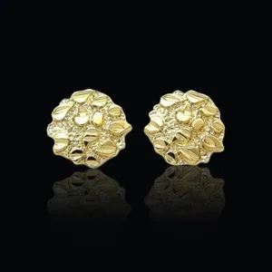Authentic Magnetic Cookie Nugget Earrings Hip Hop Iced Gold plated Cubic Zirconia Earrings