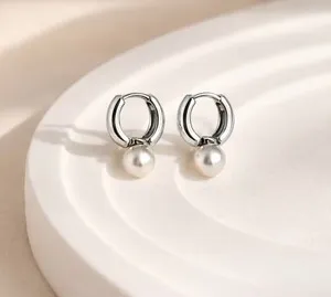 Authentic Celestial Pearl Huggies: 18K Gold‑Plated Enchanting Hoop Earrings