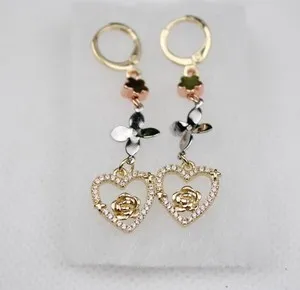 Authentic tricolor gold plated earrings/ Aretes De 3 Colores Oro Laminado De Buena Calidad