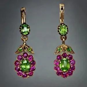 Authentic 2.50Ct Oval Cut Lab-Created Peridot Drop/Dangle Earrings 14K Yellow Gold Plated