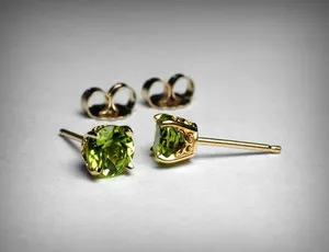 Authentic Women's 2Ct Round Genuine Peridot Solitaire Stud Earrings 14K Yellow Gold Plated