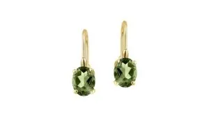 Authentic 18K Gold Plated Peridot Oval Cut Leverback Earrings