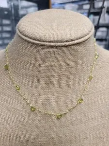 Authentic Dainty Gold Plated Peridot Necklace 18+1"