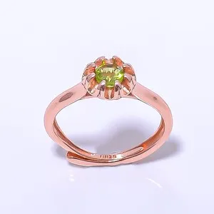 Authentic Peridot Gemstone Rose Gold Plated Ring Adjst RC7375-4_2
