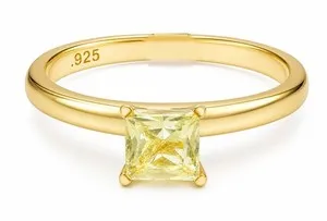 Authentic GENUINE 1.03 Cts PERIDOT SOLITAIRE RING 14K YELLOW GOLD PLATED (.925) - NWT