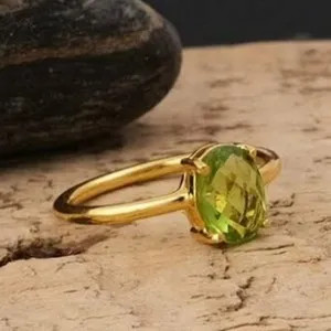 Authentic The Verdant Light Peridot Sanctuary Ring in Radiant Gold and Sterling Silver