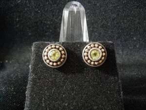 Authentic Radiant Verdant Spark Peridot Stud Earrings in 14k Gold