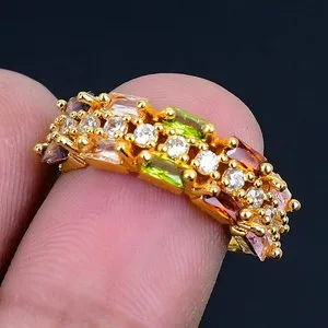Authentic Peridot Gold 18K Gold Plated Handmade Ring of US Size Adjustable