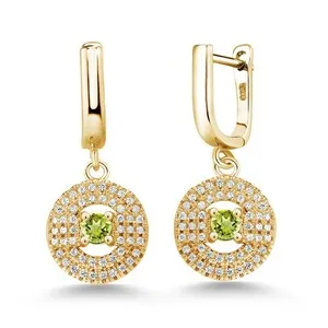Authentic Emerald Dawn: 3.48 Ct Green Peridot Gold-Plated Earrings