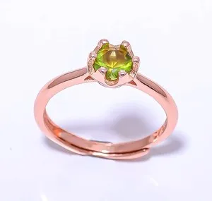 Authentic Peridot Gemstone Rose Gold Plated Ring s.Adjst RC7376-1