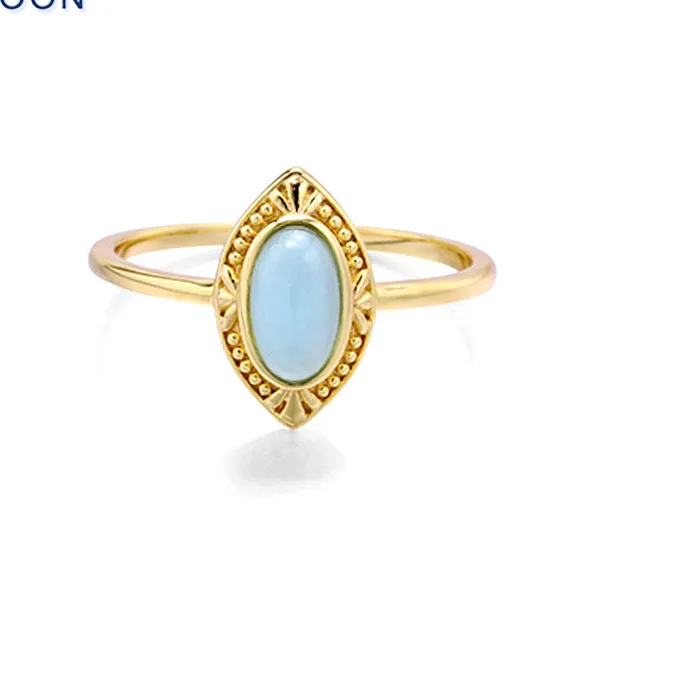 Authentic LAMOON Elegant Retro Style Ring For Women Natural Topaz Peridot Double Layer Stone 925 Sterling Silver Gold Color Fine Jewelry