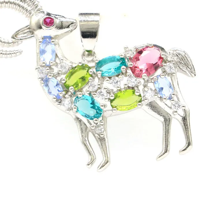 Authentic The Celestial Capricorn: Multi-Gemstone Mystical Goat Pendant