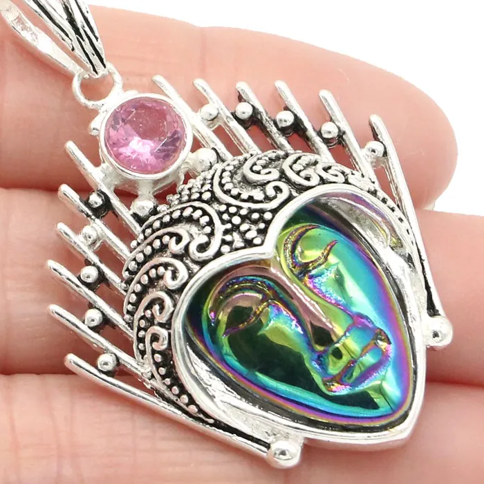 Authentic Divine Feminine Prismatic Quartz Amulet with Enchanted Gemstones