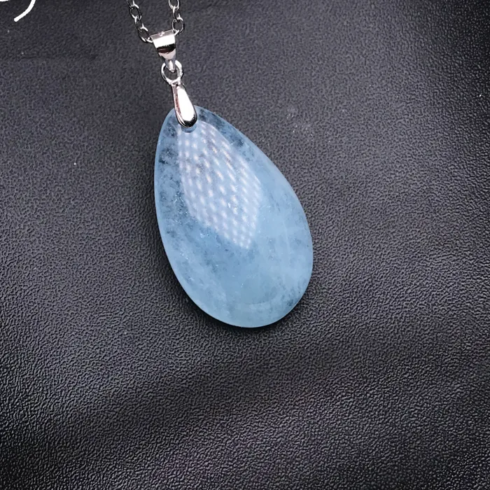 Authentic Csj Natural Aquamarine Sterling 925 Silver Water Drop Energy Gemstone Fine Jewelry Necklace
