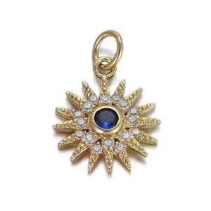Authentic 1PC 18K Gold Plated Sunshine Sunburst Charm Pendant, CZ Pave 12X18mm GYJ72