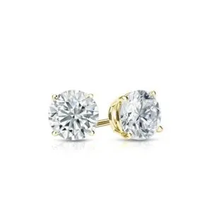 Authentic Celestial Solitaire: Gold‑Plated Sterling Silver Round Studs