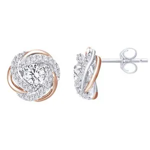 Authentic Eternal Weave Knot Studs: Celestial Gold and Silver Radiance