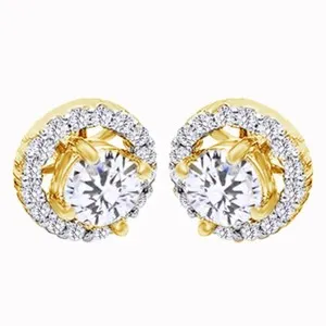 Authentic 1/4ct Simulated Diamond Removable Jackets For Stud Earrings in 14K Gold Plated