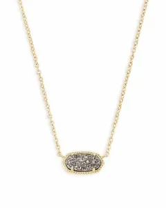 Authentic The Veiled Horizon: Kendra Scott Elisa Gold-Plated Gray Drusy Pendant Necklace