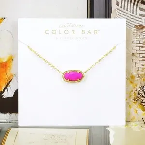 Authentic NWOT Kendra Scott Elisa Magenta Pink Magnesite Short Necklace Gold Plated