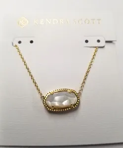 Authentic Kendra Scott Elisa Gold Plated Pendant Necklace in Ivory 17"+3"