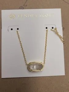 Authentic Signature Elisa Gold Plated Slate Glass Pendant Necklace