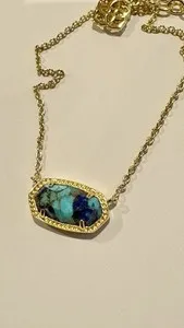 Authentic Kendra Scott Elisa Turquoise Magnesite Necklace Gold Plated
