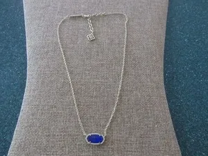 Authentic Kendra Scott Elisa Gold plated Pendant Necklace In Cobalt Blue