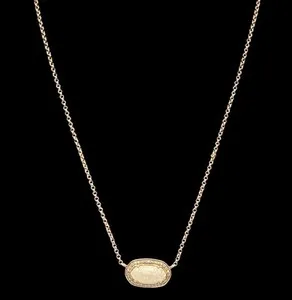 Authentic Kendra Scott Luxe Elisa Opal Gold Plated Ivory/White Pendant Necklace #1