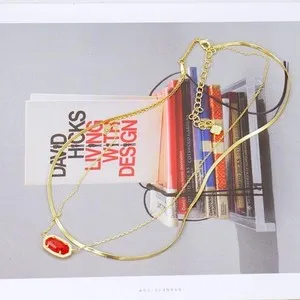 Authentic The Scarlet Tide Elisa Gold-Plated Herringbone Necklace