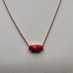 Authentic KENDRA SCOTT Elisa Rose Gold Plated Necklace Red Magnesite Pendant