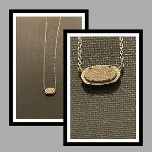 Authentic Kendra Scott Elisa Platinum Drusy Pendant Gold Plated Necklace