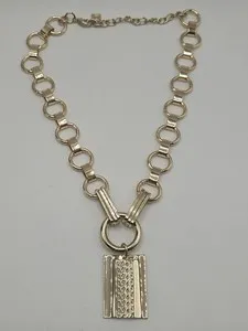 Authentic Dannijo Elisa Gold Plated Signed Adjustable Chain Chevron Pendant Necklace