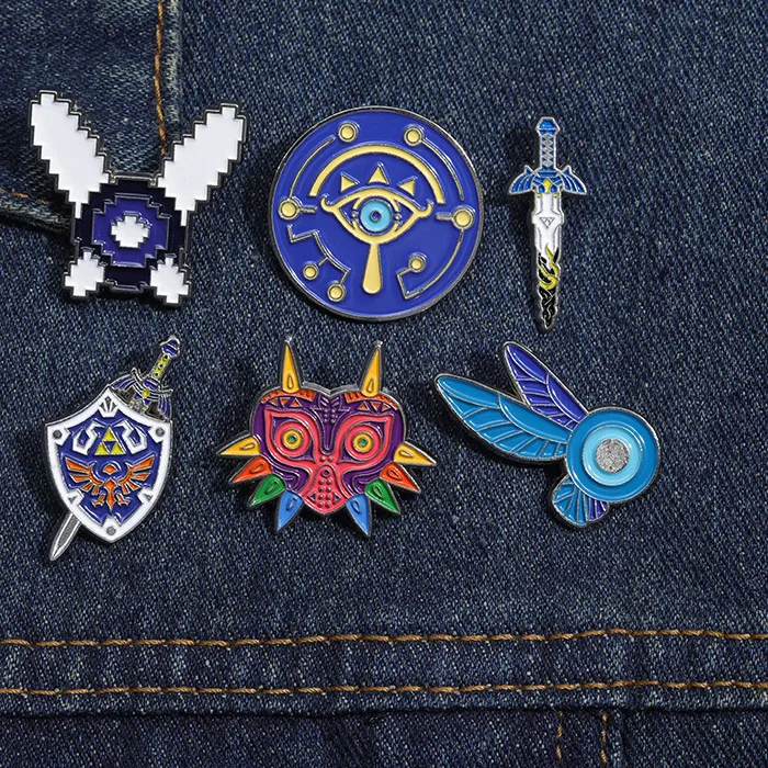 Authentic Action Adventure Game Enamel Pin Witch Hylian Shield Sword Majora Mask Brooch Lapel Badge Game Props Jewelry For Fan Player
