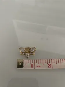 Authentic Vintage Swarovski Crystal Bumblebee Gold Plated Brooch Pin Swan Logo Signed