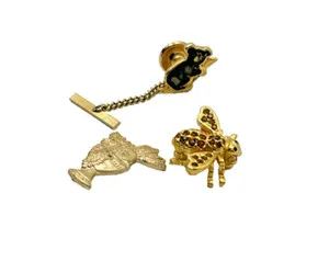Authentic Gold-Plated Mixed Lot of 3 Pins Koala Cornucopia Orange CZ Bumblebee