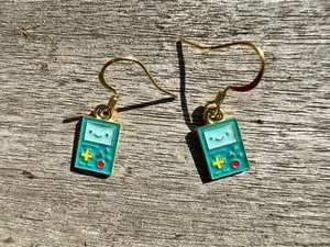 Authentic Retro Turquoise Gaming Console Earrings For Gamers – Gold Plated