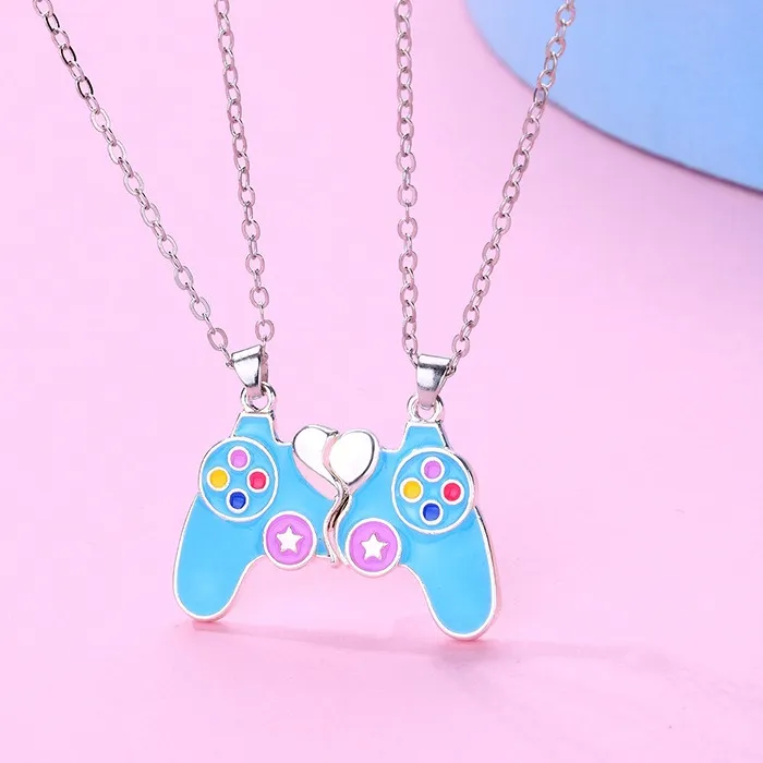 Authentic Karsyngirl 2Pcs/Set Game Console Handle Best Friends Pendant Necklace Chain Cute BFF Friendship Jewelry Charm For Men
