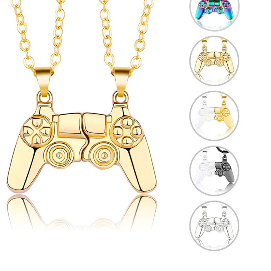 Authentic Magnetic Game Controller Couple Necklace with Gold/Silver Color PS4 Game Console Pendant Necklace Valentine's Day