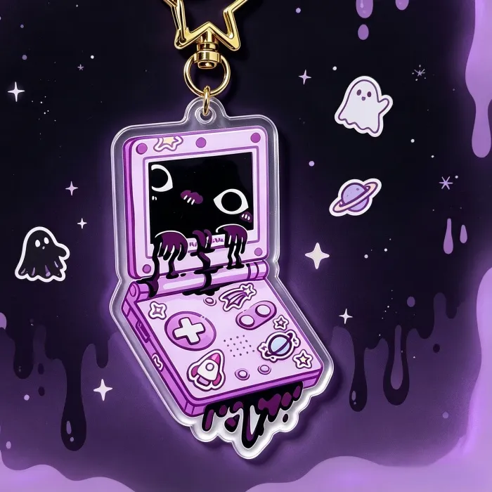 Authentic Creepy Game Console Acrylic Keychain Weirdcore Pastel Goth Space Planet Rocket Handheld Gamers Console Charm Keyring Bag Pendant