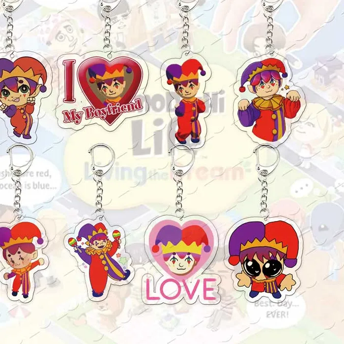 Authentic Gamer Tomodachi Life Hugh Morris Clown Keychain Bag Charms Acrylic Hot Video Game Hugh Morris Keyrings Pendant Fans Gifts