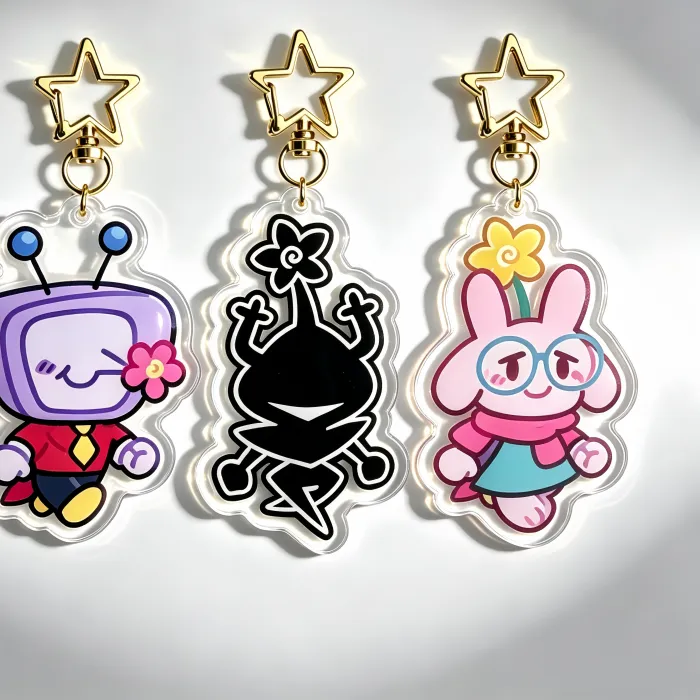 Authentic Deltarune Pikmin Acrylic Keychain Cute TV Man Pink Bunny Black Monster Character Pendant Bag Charm Video Game Fan Merch