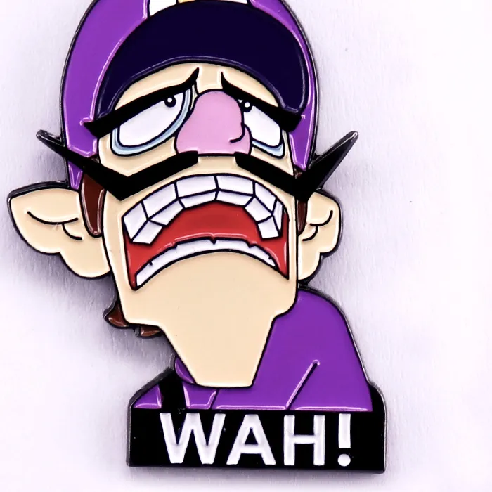 Authentic Waluiiigi Wah Enamel Pin Mariiio Meme Brooch Funny Video Game Pin Jewelry for Friends