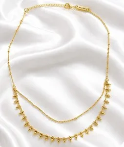 Authentic Ana Luisa Signed 18k Gold Plated Layered Beaded Necklace 16"