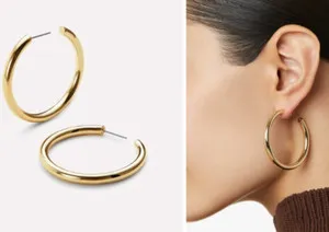 Authentic Ana Luisa TIA Medium Hoop Earrings 39mm Gold Plated