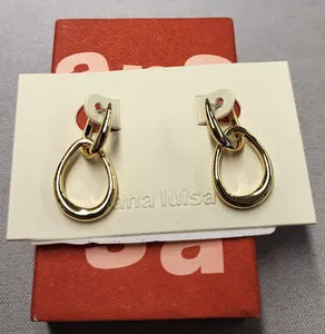 Authentic Ana Luisa 14K Gold Plated Sage Dangle Hoop Earrings 35mm