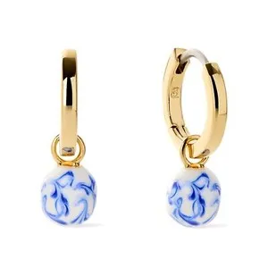 Authentic Ana Luisa Frida Pearl Huggie Hoops - 14K Gold Plated & Silver Rhodium Plated ...