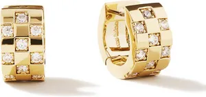 Authentic Ana Luisa Eden Huggie Hoop Earrings - Chunky 14K Gold Plated & Silver Rhodium Pl