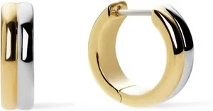 Authentic Ana Luisa Asher Small Huggie Hoop Earrings for Women - 14K Gold Plated, Silver R