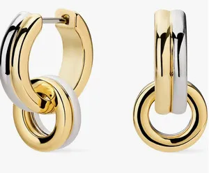 Authentic Ana Luisa Asher Small Huggie Hoop Earrings for Women - 14K Gold Plated, Silver R